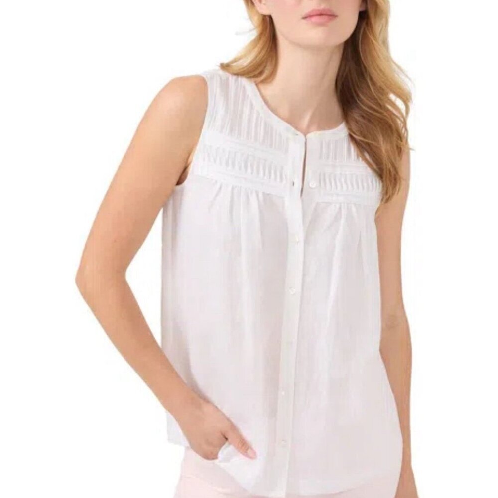 J Mclaughlin Avon Blouse White Sleeveless Size Small *READ”